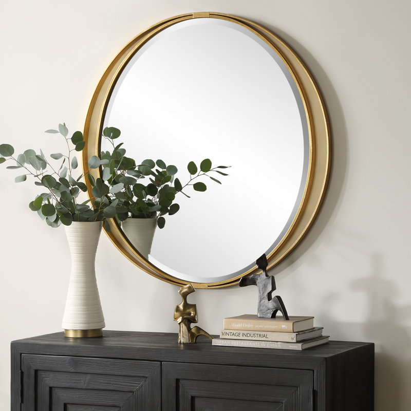 Joss & Main Dayton Gold Round Mirror | Joss & Main